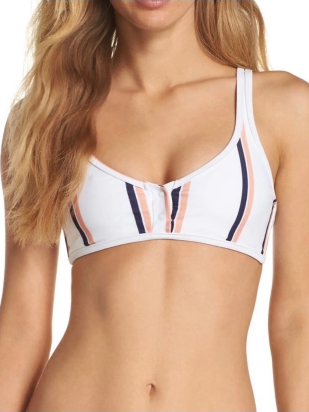 Tavik White Striped Bikini Top